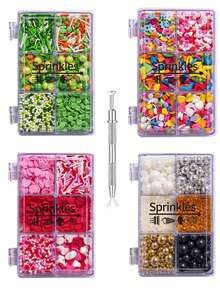 混合糖珠 - 糖果珍珠配四爪糖珠笔，礼盒包装，适用于烘焙蛋糕装饰、冰淇淋装饰和饼干装饰，也适用于婚礼、情人节、母亲节、圣诞节蛋糕装饰等场合。 - 彩色 - 查看 1