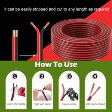 12 Gauge Wire , 2 Conductors Electrical Wire Red Black Cable, Flexible/Low Voltage/PVC 12 AWG Copper Clad Aluminum Extension Cord For Speaker, LED Strips, Automotive 12V/24V DC16.4FT/30FT/50FT/100FT