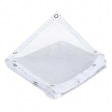 Lona transparente con ojales, lona transparente, lona impermeable, lona de PVC 350 g/m², lona, lámina de cubierta transparente, lámina para invernadero, lámina de plástico, lámina de protección contra el polvo, lámina de jardín resistente al desgarro, protección contra el viento, terraza para uso exterior. - Transparente - Ver 3
