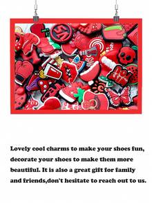 10/20/30 buc. Pandantive pentru pantofi seria roșie, aleatorii, pentru decorarea pantofilor DIY, calitate premium, accesorii pentru pantofi, sandale cu bule, decorațiuni pentru pantofi din PVC, accesorii pentru genți de plajă, cadou excelent pentru adolescenți, bărbați, femei și adulți.