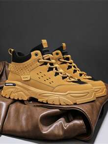 2025 New Men's High-Top Pirate Boots, Thick Sole Anti-Slip Wear-Resistant Round Toe Lace-Up Soft Comfortable PU Leather Waterproof Oil-Resistant Men's Leather Boots, Fashionable Versatile Casual Wear, Suitable For Hiking, Climbing, Adventure