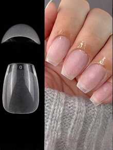 120 piezas de puntas de uñas de ataúd de almendra extra cortas, media mate, pre-llenadas, de gel suave, de cobertura completa, para camas de uñas pequeñas y promedio - transparente - Ver 4
