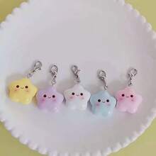 1pc Resin Star Shaped Spring Clasp Zipper Puller Charm Keychain Cute Accessory For Bag Star Charm Small Gifts - 黃色 - 查看 4