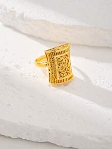 Luxury Fashionable & Personalized Open Bow Design Golden Adjustable Ring For Women, Suitable For Daily, Wedding, Party And Friends Gift - Yellow Gold - View 6