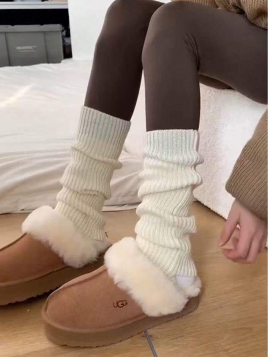 1 Paar Damen 168D gestrickte Stulpen Warme Strümpfe, JK Schulstil Beinwärmer, Ballett Tanzsocken, Herbst/Winter