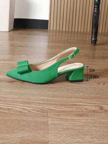 New Fashionable Women's Green High Heel Shoes, Thick Heel Sandals, Pointed Toe Pumps, Mary Jane Shoes, Suitable For Summer, Autumn And Winter
