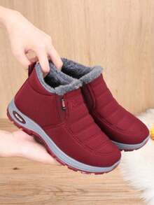 Women's Warm Fleece-Lined Winter Ankle Boots Slip-On Casual Shoes