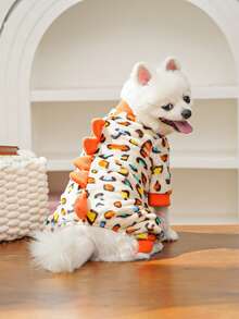 豹纹羊毛连体衣宠物服装，保暖四腿服装，适合小型犬 - 黑色 - 查看 6