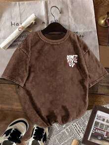 YUNCHIC - Men's Washed Short Sleeve Shirt & Casual Pants, Suitable For Workplace, Commute, Daily Wear, Workout, Easy Care & Durable, Multiple Sizes Available, Essential Summer Staple - Coffee Brown - View 2