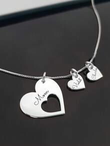 1件装可定制多颗心形名字项链，浪漫心形项链，不锈钢饰品，百搭日常配饰，生日礼物，名字项链，金色或银色可选，可定制项链，复活节礼物，母亲节礼物 - 彩色 - 查看 8