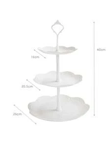 10pcs European Style 3-Tier Cake Stand, Plastic White Dessert Display Set For Afternoon Tea, Wedding, Baby Shower, Party, Includes 4pcs Cake Plate, 3pcs Cupcake Stand, 6pcs Dessert Tray