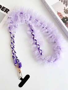 1 pieza Cordón de teléfono de encaje negro, nueva correa colgante transversal, estiloso halter para mujeres, cadena colgante para viajes al aire libre, correa para el hombro larga con almohadilla