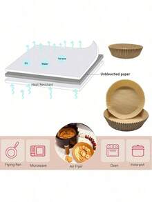 50/100/150/Pcs Air Fryer Disposable Paper Parchment Wood Pulp Steamer Cheesecake Air Fryer Accessories Baking Paper For Air Fryer - 50 chiếc - Xem 4