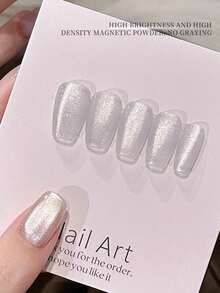 XEIJAYI 1pc Mirror White Cat Eye Gel Nail Polish, Removable UV LED Gel Nail Polish Home Manicure Set (Magnet Not Included) - Silver - View 4