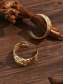 1pair Fashionable Oversized Earrings In European And American Style - Yellow Gold - View 4