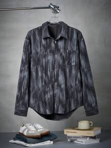 Camicia a maniche lunghe con costine alla moda da uomo, giacca casual sofisticata per primavera e autunno