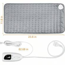 Almohadilla Eléctrica de Calefacción Para Espalda, Hombros, Abdomen, Piernas, Brazos, Almohadilla Eléctrica de Calor Rápido con Ajustes de Calor, Apagado Automático (Gris Plateado, 60*30CM) - Gris Plateado - Ver 6