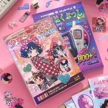 Libro de pegatinas de la era Showa, pegatinas de escenarios de vestir recuerdos del milenio, materiales DIY de dibujos animados lindos
