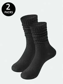 2双/4双女士秋冬针织袜，休闲袜，女士紧身短袜，女士紧身长袜，适合脚码（36-39）