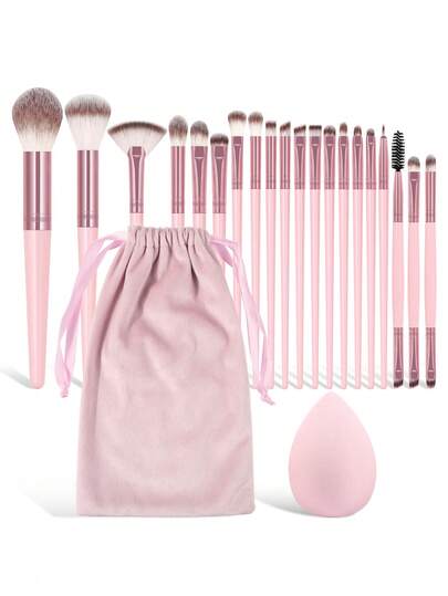 MAANGE 20pcs/21pcs/22pcs/42pcs Makeup Brush Set, Includes 20pcs Professional Makeup Brushes (With Storage Bag), Powder Puff, Blush Brush, Powder Brush, Eyeshadow Brush, Contour Brush, Highlighter Brush, Nose Brush, Eyebrow Brush, Lash Brush, An Ideal Gift Set For Women And Girls