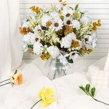 1/3/80PCS Artificial Hydrangea Flowers Silk Peony Bouquets Fake Roses For Spring Wedding Vase For Home, Dining Room, Bedroom,Kitchen,Room Decorations, Festival Birthday Party Accessories, Outdoor Garden Decorations, Flower Bouquet, Table Decoration, Fake Plant, Bedroom Decorroom Decor Bedroom, Winter Home Decoration - White - View 4