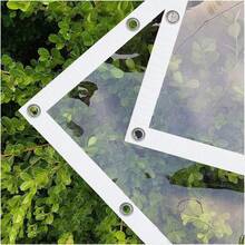 Lona transparente con ojales, lona transparente, lona impermeable, lona de PVC 350 g/m², lona, lámina de cubierta transparente, lámina para invernadero, lámina de plástico, lámina de protección contra el polvo, lámina de jardín resistente al desgarro, protección contra el viento, terraza para uso exterior. - Transparente - Ver 1