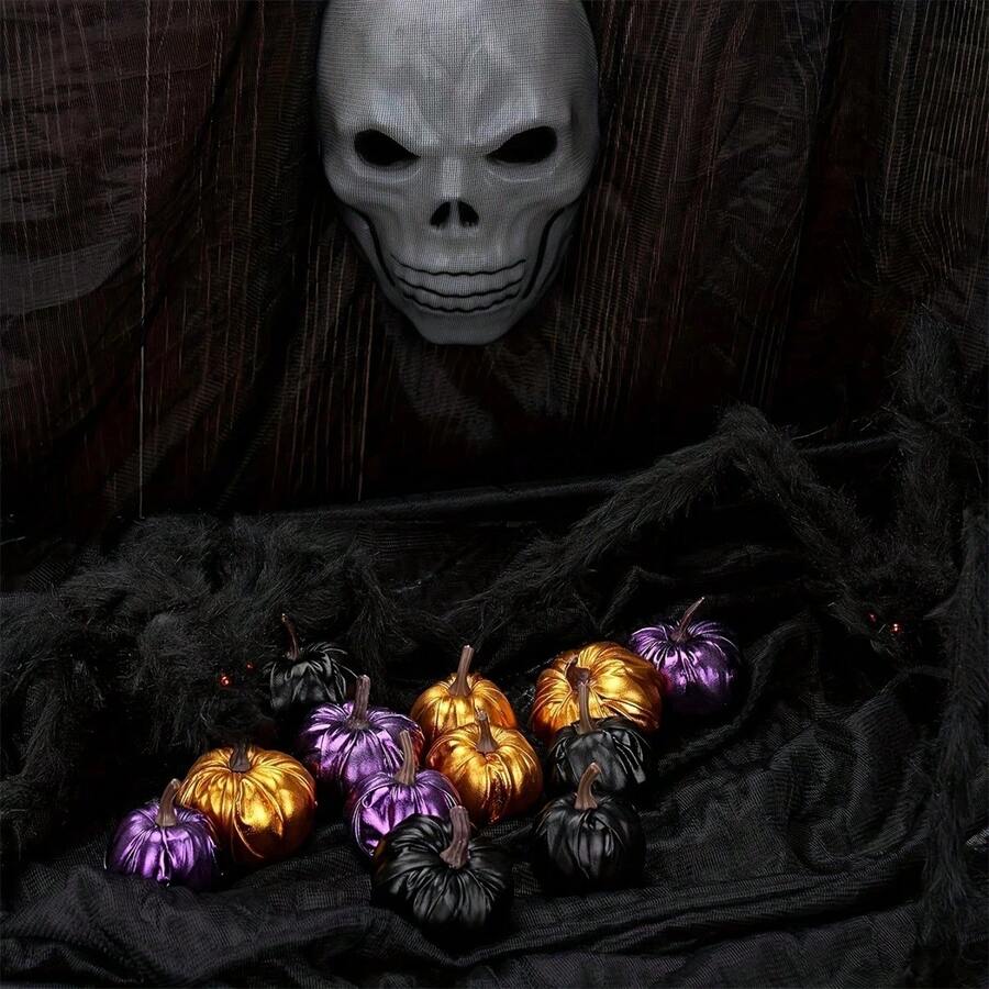 Mini Pumpkin Decorations Halloween Thanksgiving Fall Home Table Indoor Outdoor Decorations - Black - View 1
