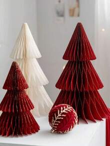 1set Artificial Christmas Trees, Small Christmas Tree Paper Honeycomb Ball, Christmas Origami Decoration, Christmas Gift, Xmas Party Decoration, Home Decor, Dinner Table Centerpiece Christmas Decorations Room Decor Winter Christmas Decorations Home Christmas Gifts Christmas Decor - Multicolor - View 6