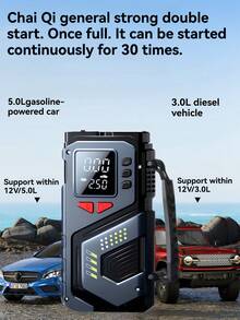 1pc 150PSI 5000A Jump Starter With Air Compressor, 5 In 1 Function Digital Car Tire Inflator Jump Box Battery Pack, Portable Car Battery Charger For 10L Gas Or 5.0L