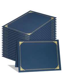 6pcs/20pcs Navy Blue Certificate Holders, Certificate Folders With Gold Foil Borders, Fits 8.5" X 11" Documents, Certificates, Awards