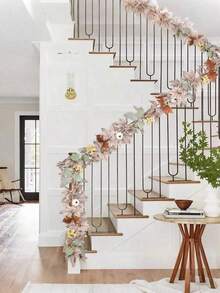 1pc-Fall Maple Leaves Garland, 5. 6Ft Artificial Maple Leaf Autumn Garland Hanging Fall Vines Table Decorations -Durable Reusable For Thanksgiving Home Party Fireplace Wedding Dinner Deco, Home Wedding Party,Home Decor,Table Decoration, Front Door Fall Decoration, Indoor And Outdoor Decoration,Fall Decor,Halloween Decoration,Halloween Decor