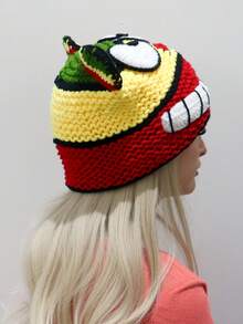 Crochet Knitted Cartoon Bear Hat - Colorful Design, Warm & Stylish, Perfect For Winter Fashion