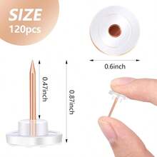 120 Count Push Pins, Thumb Tacks Golden Steel Point And Plastic Pins Tacks, Flat Rosegold Thumb Tacks Walls Bulletin Board Cork Board Gold