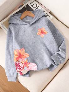 Teen Girl's Floral Print Sweatshirt For Girls, Casual Crew Neck Long Sleeve Hoodie, Back To School Outfits,Suitable For Outdoor,Sport, Everyday Wear - 灰色 - 查看 2