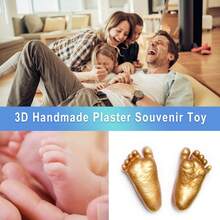 3D Handmade Model Clone Powder Hands Casting Crafts Plaster Kit Souvenir Couple Baby Hand Foot Print Model Self-Made Wedding Anniversary Gifts Valentine's Day - Grey - View 11