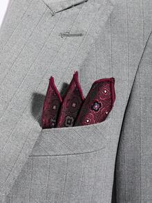 1pc Fashionable & Versatile Men's Plaid Floral Pattern Pocket Square Handkerchief, Suit Accessory Suitable For Party, Banquet And Daily Wear