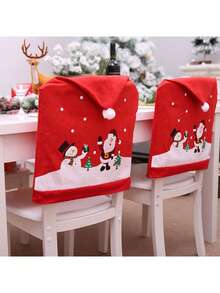 4pcs-Christmas Chair Covers Xmas Dining Chair Slipcovers Santa Claus Red Hat Chair Back Covers For Christmas Banquet Holiday Festival Decor