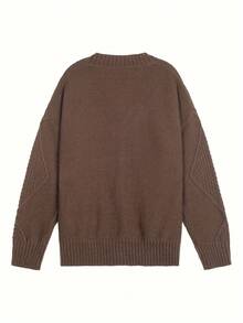 Women's Casual Everyday Cable Knit Button Front Loose Cardigan, Autumn/Winter Fall Cloth For Women - Màu nâu Sô-cô-la - Xem 3