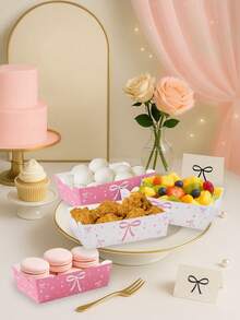 6/12个粉色蝴蝶结纸盘，一次性零食托盘，食品容器，饼干烘焙托盘，爆米花盒，粉色生日装饰，蝴蝶结一周岁生日装饰，粉色蝴蝶结生日装饰，婴儿派对装饰，蜜月旅行用品，性别揭晓派对装饰，露营用品 - 蝴蝶結 - 查看 8