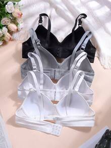 4件套罗纹三角杯少女文胸，舒适透气，适合13-16岁女孩。 - 彩色 - 查看 2