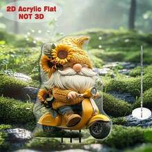 2D Flat Charming Grandpa Riding Motorcycle Garden - Colorful Acrylic Sunlight Catcher, Suitable For Yard And Lawn, Great For Planter And Balcony Decor, Unique Birthday Gift Idea - Yellow - View 3