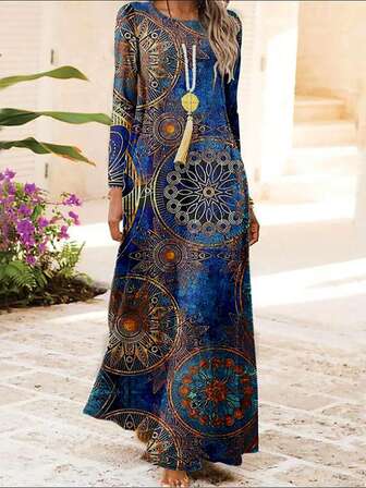 Robe élégante et polyvalente à manches longues, convenant pour le printemps et l'été