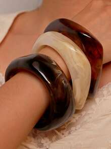 Bộ 3 vòng tay Acrylic Retro, vòng tay nhuộm tối giản thanh lịch, có thể đeo riêng hoặc xếp chồng, thích hợp đeo hàng ngày và đi nghỉ - Nhiều màu 3 - Xem 3