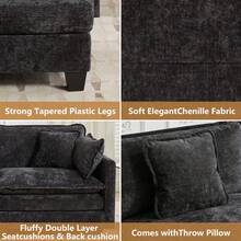 Aoowow Modular Sectional 2 Seater Cloud Sofa Couch For Living Room,78" Loveseat Couch With Deep Seat,Modern Chenille 2 Seat Sofas,Fluffy Small Couches For Bedroom,Small Spaces,Black - 黑色 - 查看 4