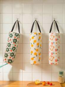 1pc Random Wall-Mounted Garbage Bag Holder & Storage Box - Cute & Fresh Cartoon Design, Detachable & Foldable, Linen Material, Convenient For Storing Plastic Bags And Miscellaneous Items, Kitchen Organization And Storage - Multicolor - View 2