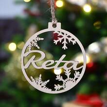 1pc Personalized Christmas Decoration, Customized Christmas Tree Ornament, Wooden Christmas Decor, Customized Children's Name, Back To School - Multicolor - View 3