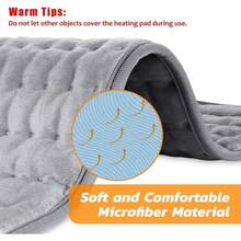 Almohadilla Eléctrica de Calefacción Para Espalda, Hombros, Abdomen, Piernas, Brazos, Almohadilla Eléctrica de Calor Rápido con Ajustes de Calor, Apagado Automático (Gris Plateado, 60*30CM) - Gris Plateado - Ver 3