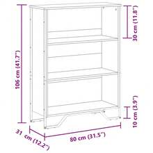 Libreria Larryhot in rovere Sonoma 80x31x106 cm Legno ingegnerizzato, resistente e durevole, facile da montare, stile decorativo, adattA, Per riporre soprammobili, statuette, libri, piccoli oggetti, ecc. - Castano - Visualizzare 9