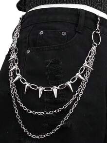 Punk Metal Multi-Layer Rivet Waist Chain, Stage Performance Outfit Accessory, Denim Jeans Decoration, Daily Matching Accessory