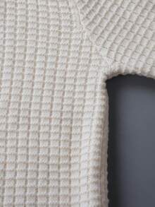 Men's Casual Loose Simple Elegant Korean Style Versatile Commuting Solid Color Jacquard Polo Collar Button Front Cardigan Knit Sweater Jacket, Autumn/Winter